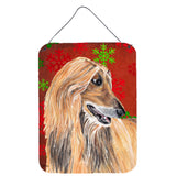 Caroline'S Treasures Afghan Hound Red Snowflakes Holiday Christmas Wall Or Door Hanging Prints, 16 X 12