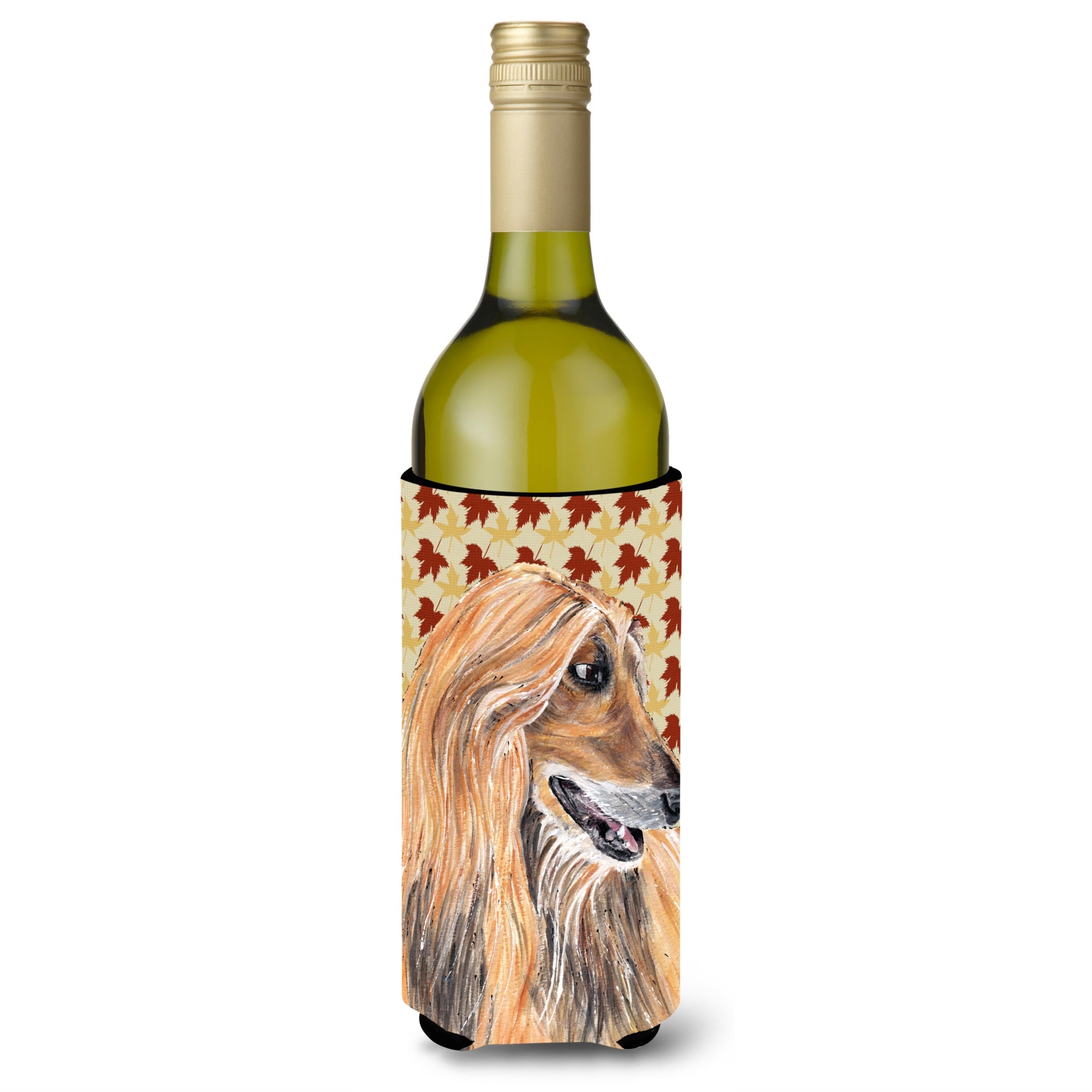 Afghan Hound Fall Leaves Wine Bottle Beverage Insulator Hugger Sc9504Literk
