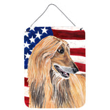 Caroline'S Treasures Afghan Hound Usa Patriotic American Flag Wall Or Door Hanging Prints, 16 X 12