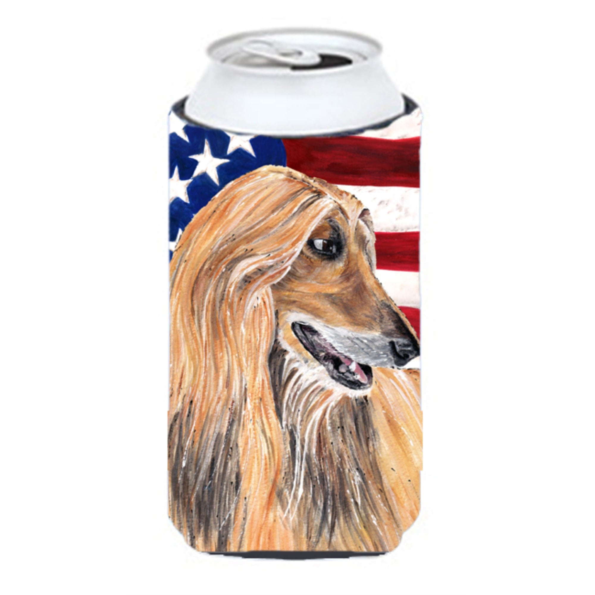 Afghan Hound Usa Patriotic American Flag Tall Boy Beverage Insulator Hugger Sc9506Tbc