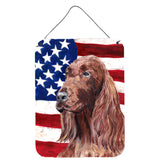 Caroline'S Treasures Irish Setter Usa American Flag Aluminium Metal Wall Or Door Hanging Prints, 16 X 12