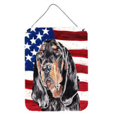 Caroline'S Treasures Coonhound Black And Tan Usa American Flag Wall Or Door Hanging Prints, 16 X 12