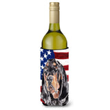 Coonhound Black And Tan Usa American Flag Wine Bottle Beverage Insulator Beverage Insulator Hugger