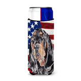 Coonhound Black And Tan Usa American Flag Ultra Beverage Insulators For Slim Cans