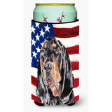 Coonhound Black And Tan Usa American Flag Tall Boy Beverage Insulator Beverage Insulator Hugger