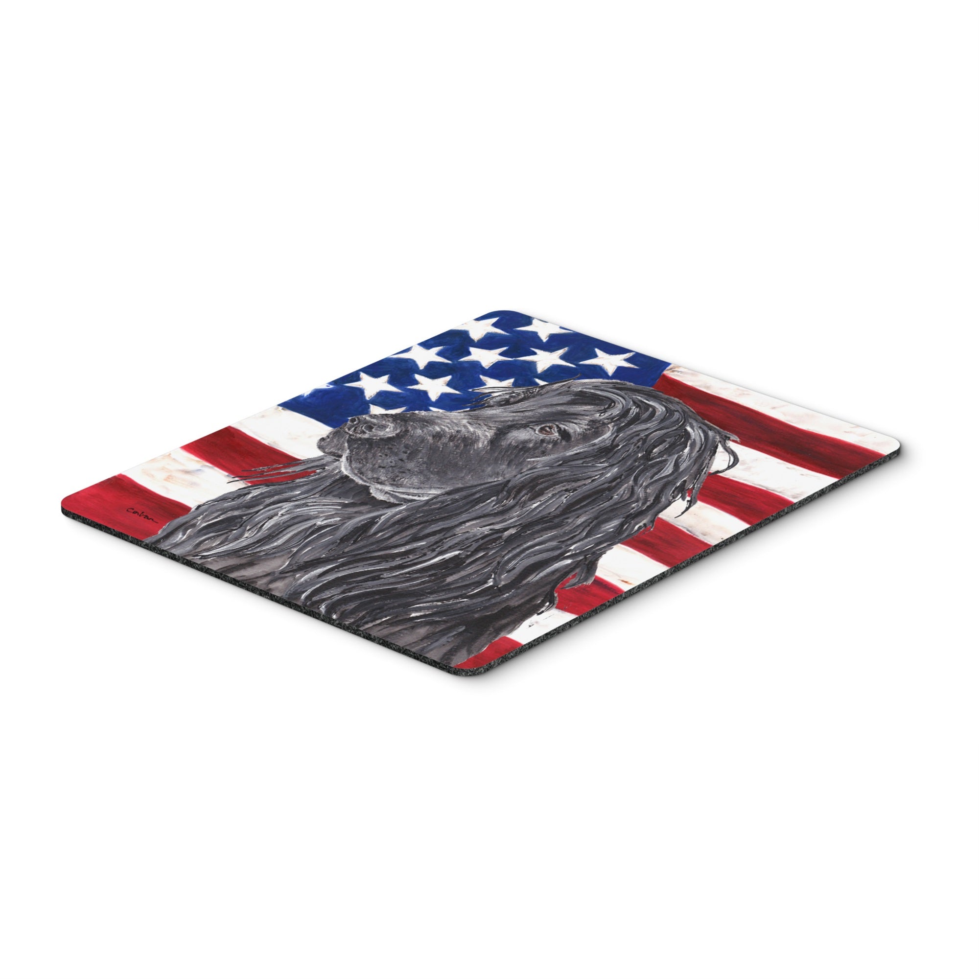 Caroline'S Treasures Cocker Spaniel Black Usa American Flag Mouse Pad/Hot Pad/Trivet (Sc9513Mp)