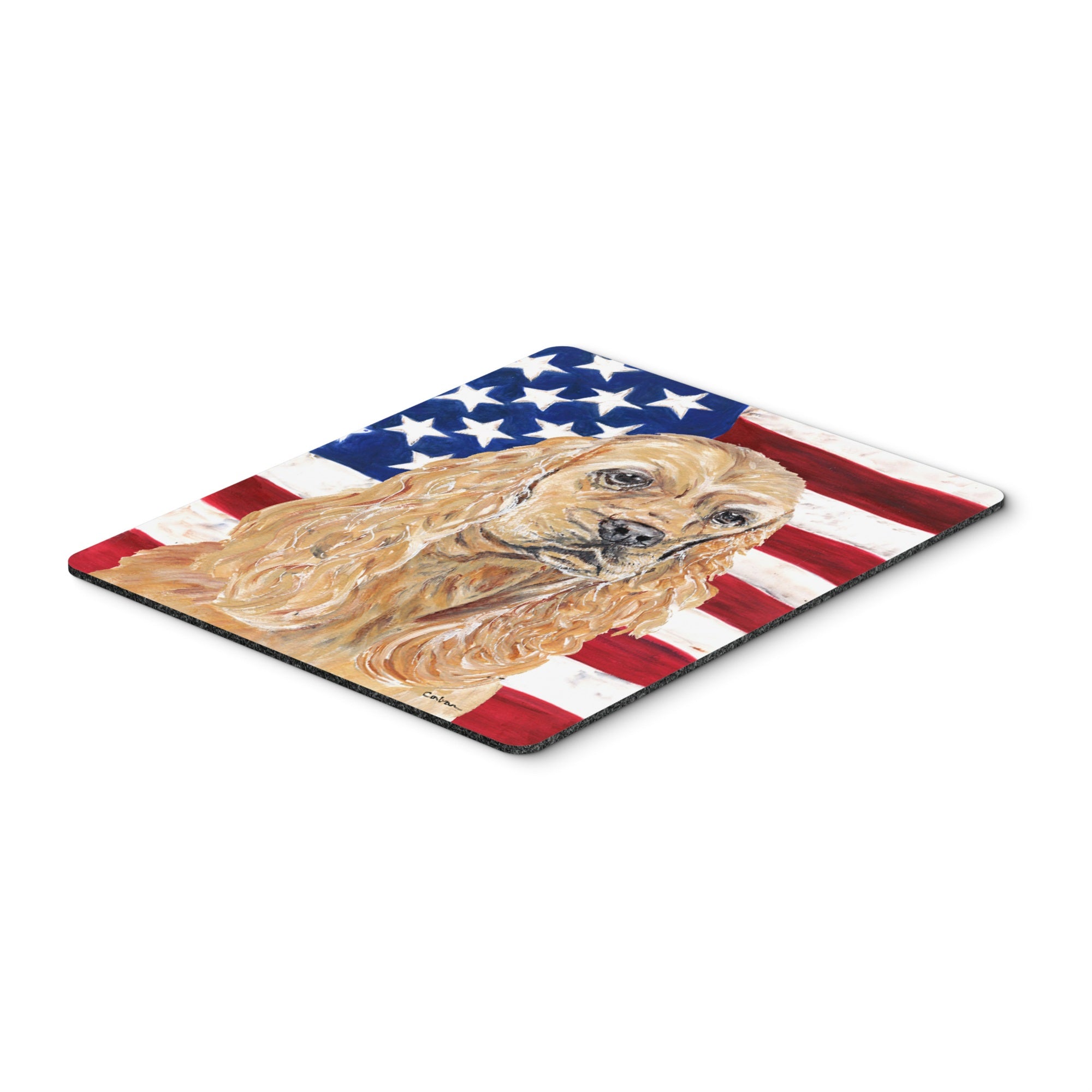 Caroline'S Treasures Cocker Spaniel Buff Usa American Flag Mouse Pad/Hot Pad/Trivet (Sc9514Mp)