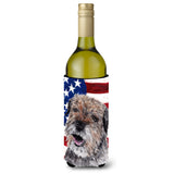 Border Terrier Mix Usa American Flag Wine Bottle Beverage Insulator Beverage Insulator Hugger