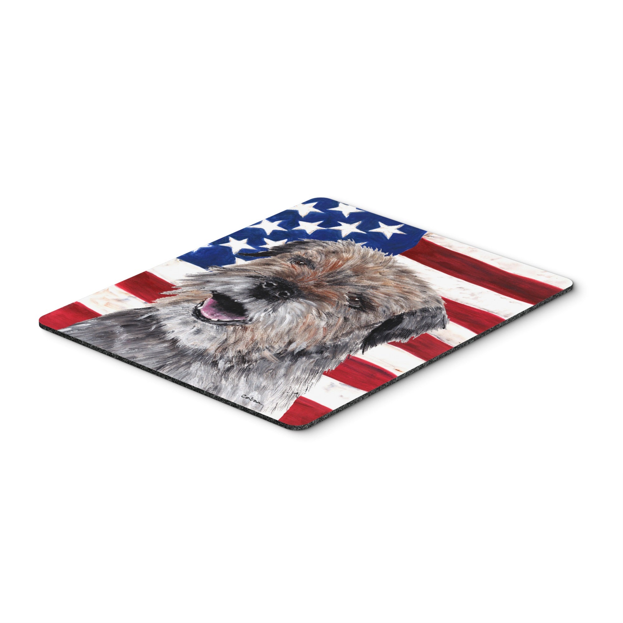 Caroline'S Treasures Border Terrier Mix Usa American Flag Mouse Pad/Hot Pad/Trivet (Sc9515Mp)