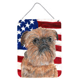 Caroline'S Treasures Sc9516Ds1216 Brussels Griffon Usa American Flag Aluminium Metal Wall Or Door Hanging Prints, 16 X 12,
