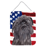 Caroline'S Treasures Sc9517Ds1216 Brussels Griffon Usa American Flag Aluminium Metal Wall Or Door Hanging Prints, 16 X 12,