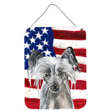 Caroline'S Treasures Chinese Crested Usa American Flag Aluminium Metal Wall Or Door Hanging Prints, 16 X 12