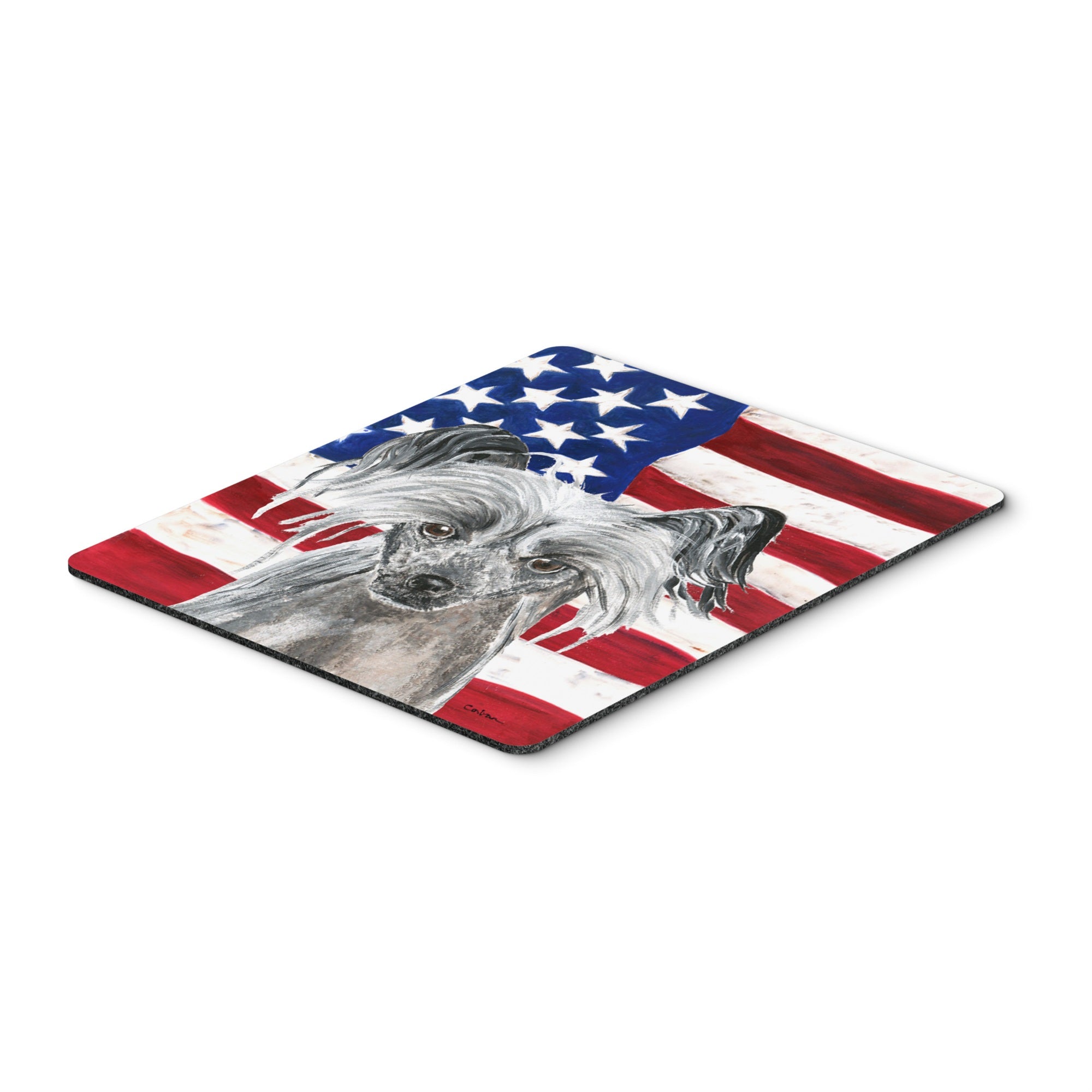 Caroline'S Treasures Chinese Crested Usa American Flag Mouse Pad/Hot Pad/Trivet (Sc9522Mp)