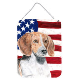 Caroline'S Treasures English Foxhound Usa American Flag Aluminium Metal Wall Or Door Hanging Prints, 16 X 12
