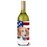 English Foxhound Usa American Flag Wine Bottle Beverage Insulator Beverage Insulator Hugger