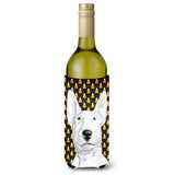 Bull Terrier Halloween Candy Corn Wine Bottle Beverage Insulator Beverage Insulator Hugger
