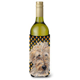 Goldendoodle Halloween Candy Corn Wine Bottle Beverage Insulator Beverage Insulator Hugger