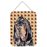Caroline'S Treasures Coonhound Fall Leaves Aluminium Metal Wall Or Door Hanging Prints, 16 X 12