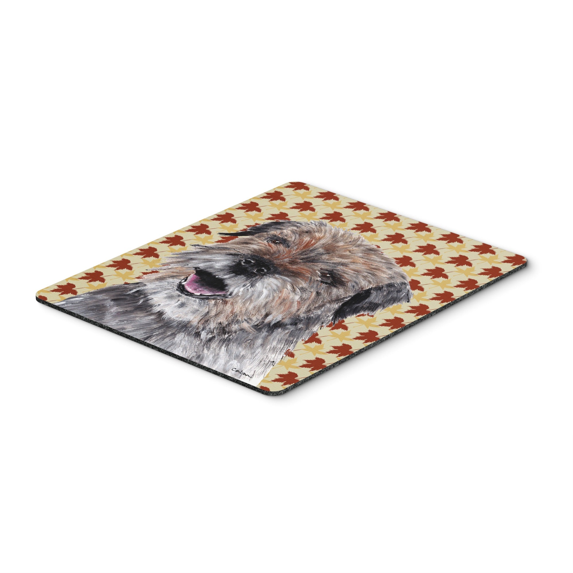 Caroline'S Treasures Border Terrier Fall Leaves Mouse Pad/Hot Pad/Trivet (Sc9543Mp)
