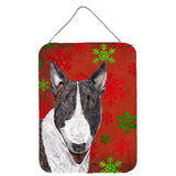 Caroline'S Treasures Sc9589Ds1216 Bull Terrier Red Snowflake Christmas Wall Or Door Hanging Prints, 16 X 12