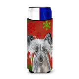 Chinese Crested Red Snowflake Christmas Ultra Beverage Insulators For Slim Cans