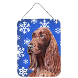 Caroline'S Treasures Irish Setter Blue Snowflake Winter Aluminium Metal Wall Or Door Hanging Prints, 16 X 12