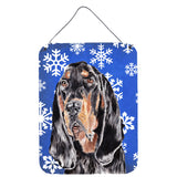 Caroline'S Treasures Coonhound Blue Snowflake Winter Aluminium Metal Wall Or Door Hanging Prints, 16 X 12