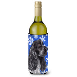 Cocker Spaniel Blue Snowflake Winter Wine Bottle Beverage Insulator Beverage Insulator Hugger
