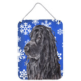 Caroline'S Treasures English Cocker Spaniel Blue Snowflake Winter Wall Or Door Hanging Prints, 16 X 12