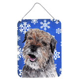 Caroline'S Treasures Border Terrier Blue Snowflake Winter Wall Or Door Hanging Prints, 16 X 12