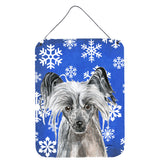 Caroline'S Treasures Chinese Crested Blue Snowflake Winter Wall Or Door Hanging Prints, 16 X 12