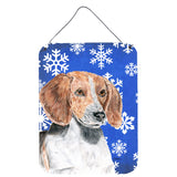 Caroline'S Treasures English Foxhound Blue Snowflake Winter Wall Or Door Hanging Prints, 16 X 12