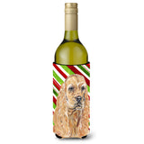 Cocker Spaniel Candy Cane Christmas Wine Bottle Beverage Insulator Beverage Insulator Hugger
