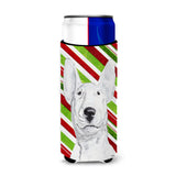 Bull Terrier Candy Cane Christmas Ultra Beverage Insulators For Slim Cans