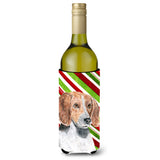 English Foxhound Candy Cane Christmas Wine Bottle Beverage Insulator Beverage Insulator Hugger