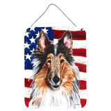 Caroline'S Treasures Collie With American Flag Usa Wall Or Door Hanging Prints, 16 X 12