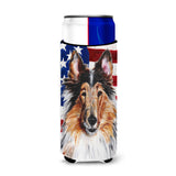 Collie With American Flag Usa Ultra Beverage Insulators For Slim Cans Sc9622Muk