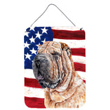 Caroline'S Treasures Shar Pei With American Flag Usa Wall Or Door Hanging Prints, 16 X 12