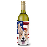 Cardigan Corgi With American Flag Usa Wine Bottle Beverage Insulator Hugger Sc9624Literk