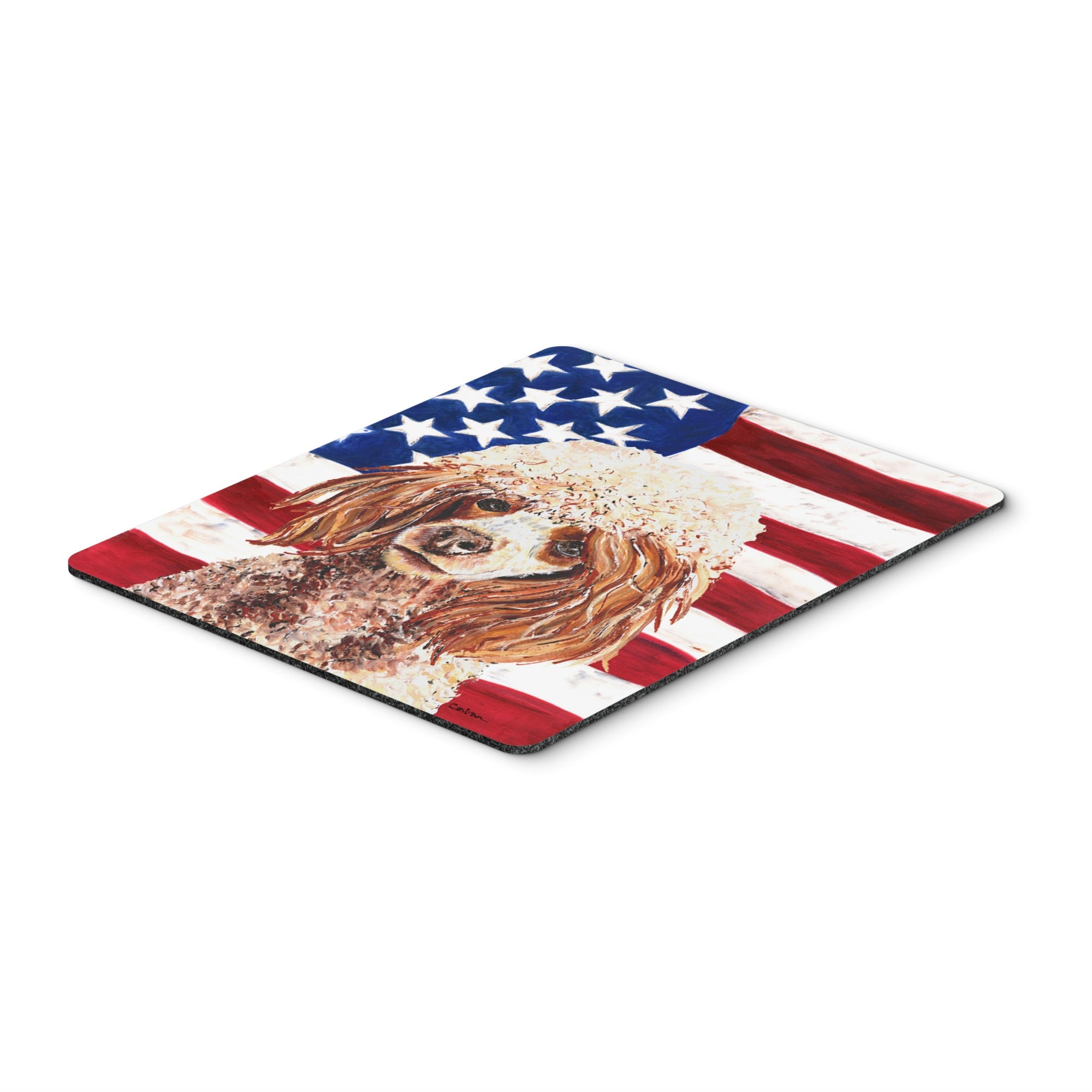 Caroline'S Treasures Red Miniature Poodle With American Flag Usa Mouse Pad/Hot Pad/Trivet (Sc9627Mp)