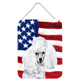 Caroline'S Treasures White Toy Poodle With American Flag Usa Wall Or Door Hanging Prints, 16 X 12