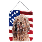 Caroline'S Treasures Sc9637Ds1216 Otterhound With American Flag Usa Wall Or Door Hanging Prints, 16 X 12