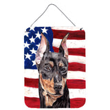 Caroline'S Treasures German Pinscher With American Flag Usa Wall Or Door Hanging Prints, 16 X 12