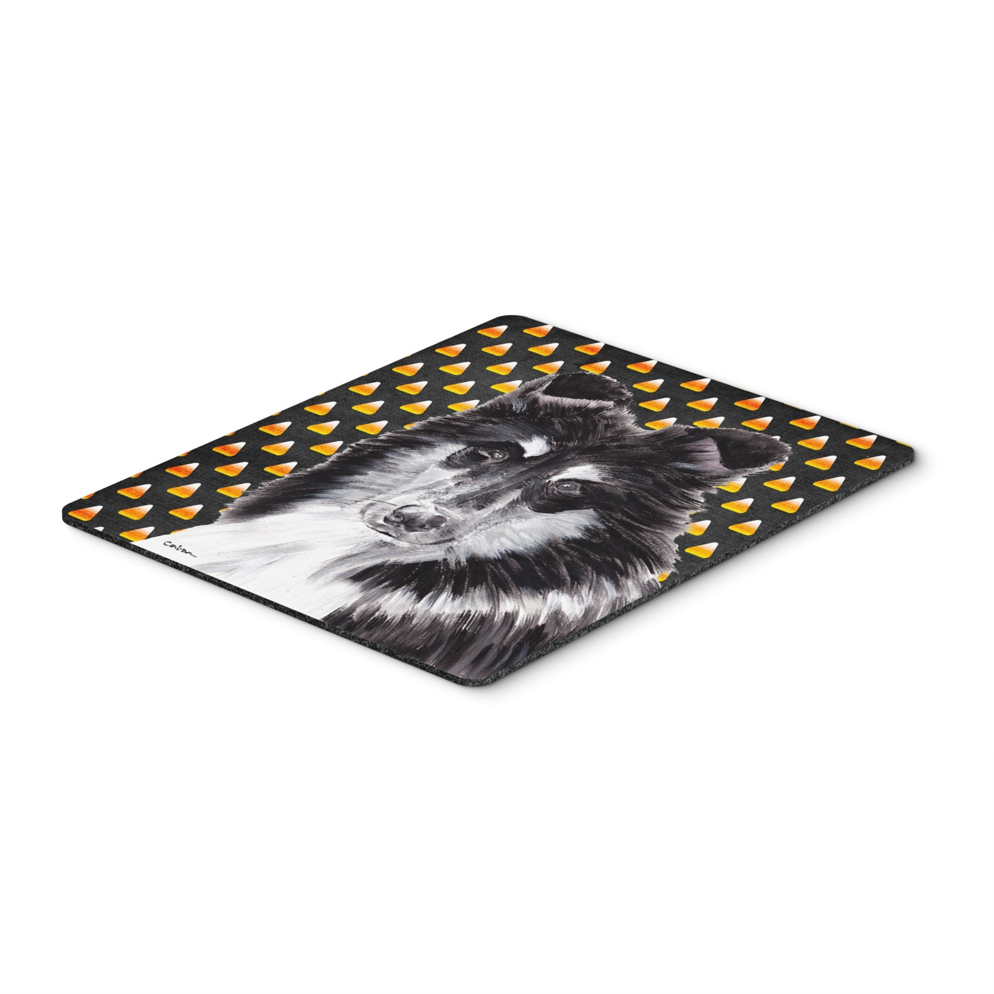 Caroline'S Treasures Black & White Collie Candy Corn Halloween Mouse Pad/Hot Pad/Trivet (Sc9654Mp)