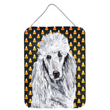 Caroline'S Treasures White Standard Poodle Candy Corn Halloween Wall Or Door Hanging Prints, 16 X 12