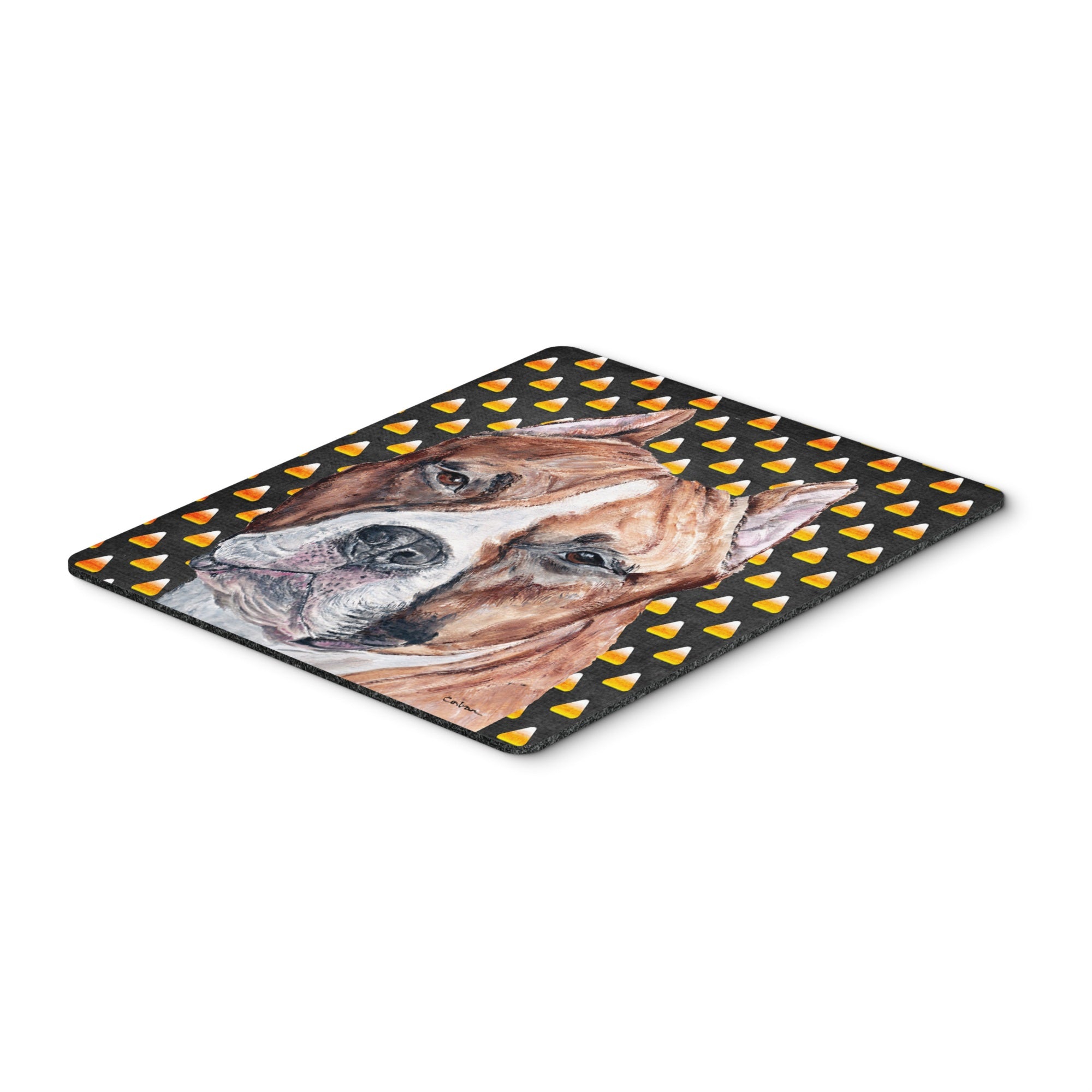 Caroline'S Treasures Staffordshire Bull Terrier Staffie Candy Corn Halloween Mouse Pad/Trivet (Sc9656Mp)