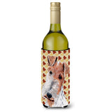 Wire Fox Terrier Fall Leaves Wine Bottle Beverage Insulator Hugger Sc9676Literk