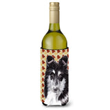 Black And White Collie Fall Leaves Wine Bottle Beverage Insulator Hugger Sc9678Literk