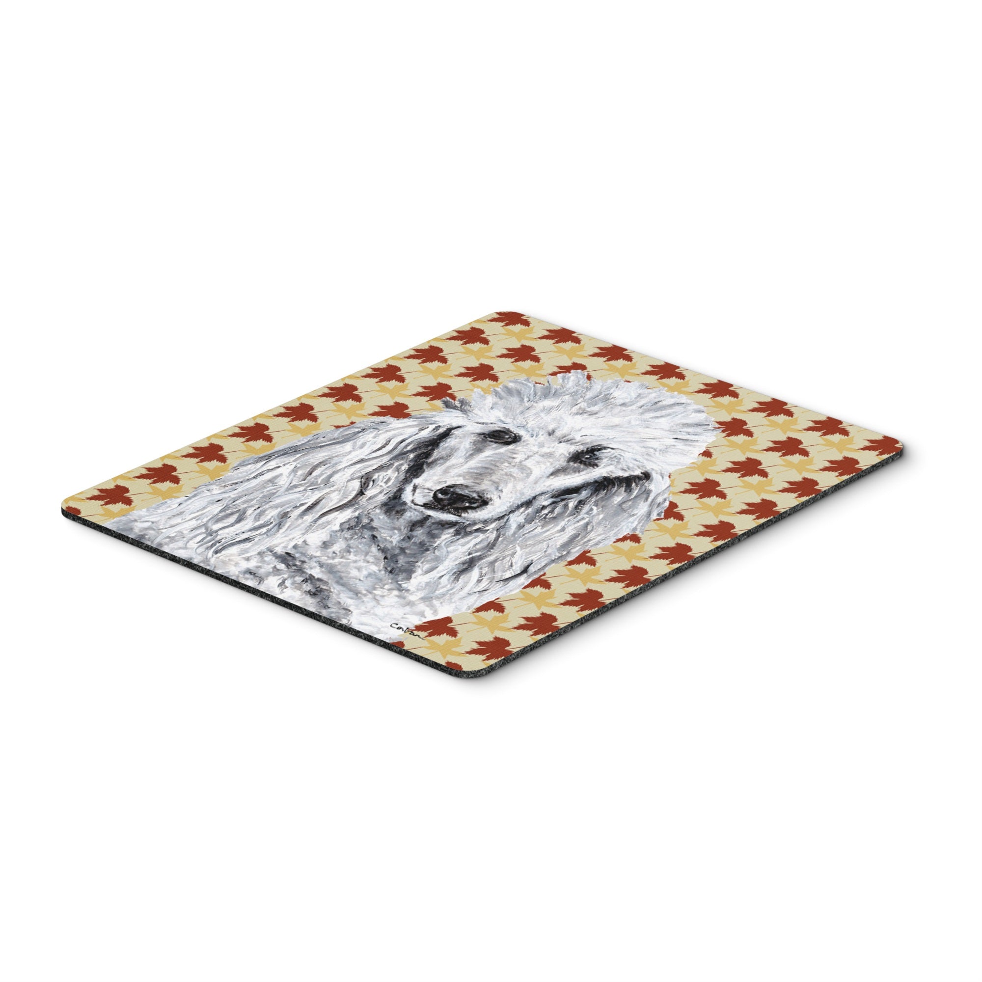 Caroline'S Treasures White Standard Poodle Fall Leaves Mouse Pad/Hot Pad/Trivet (Sc9679Mp)