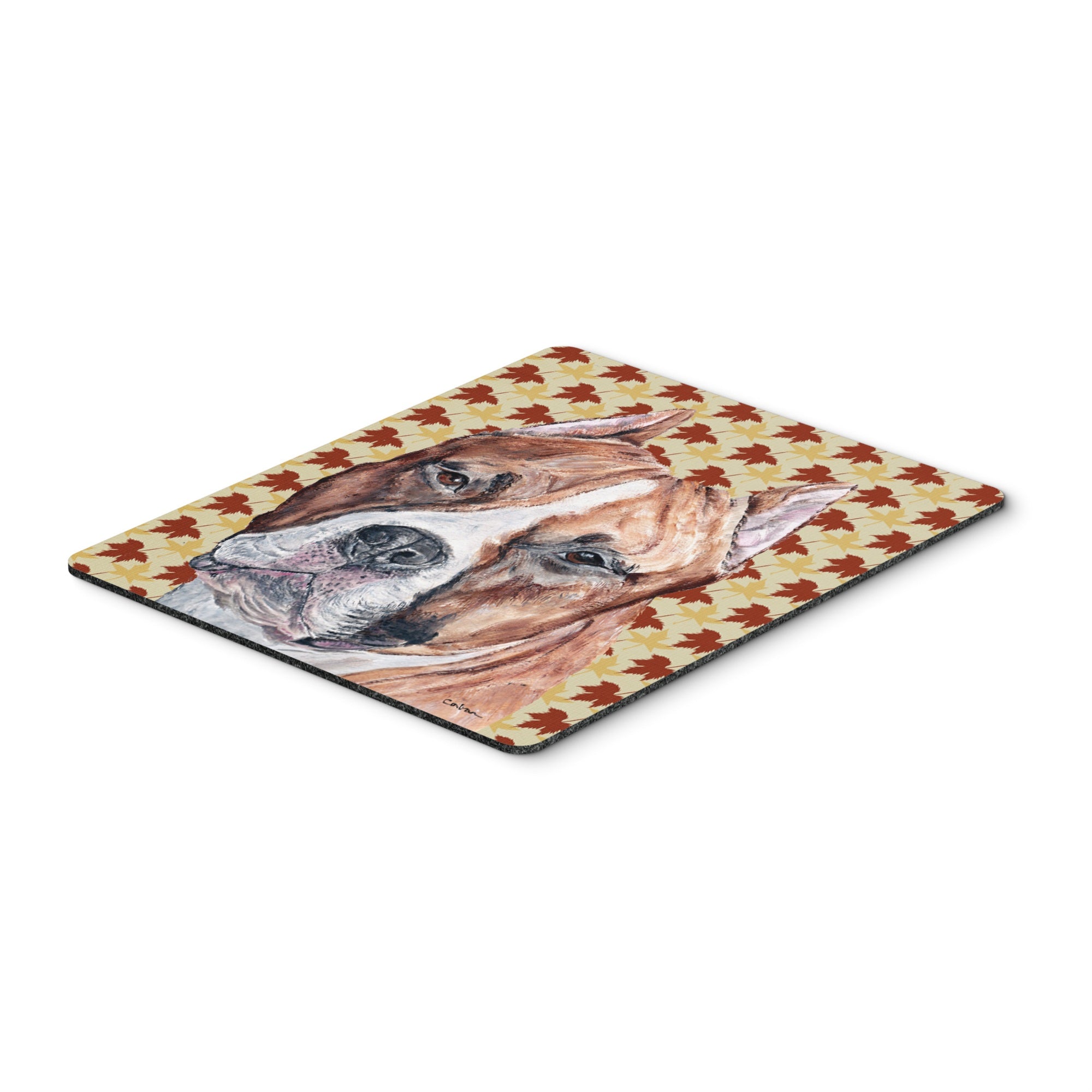 Caroline'S Treasures Staffordshire Bull Terrier Staffie Fall Leaves Mouse Pad/Hot Pad/Trivet (Sc9680Mp)